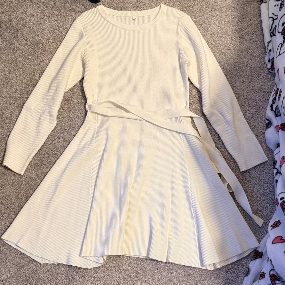 Elegant Cream sweater Dress